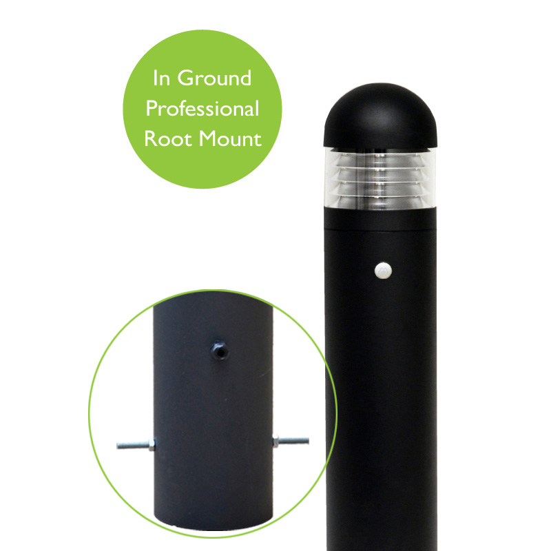Lighthouse PIR Bollard Light - Professional Root Mount System - Black