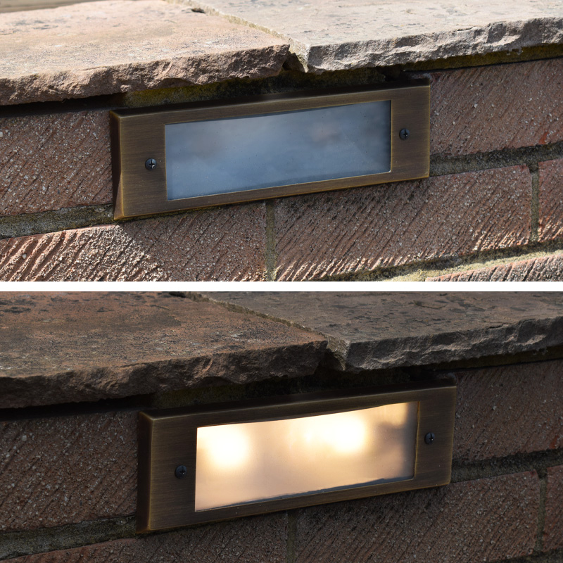 Charleston Brass Brick Light - Frosted Glass Front (240v) - Image 24