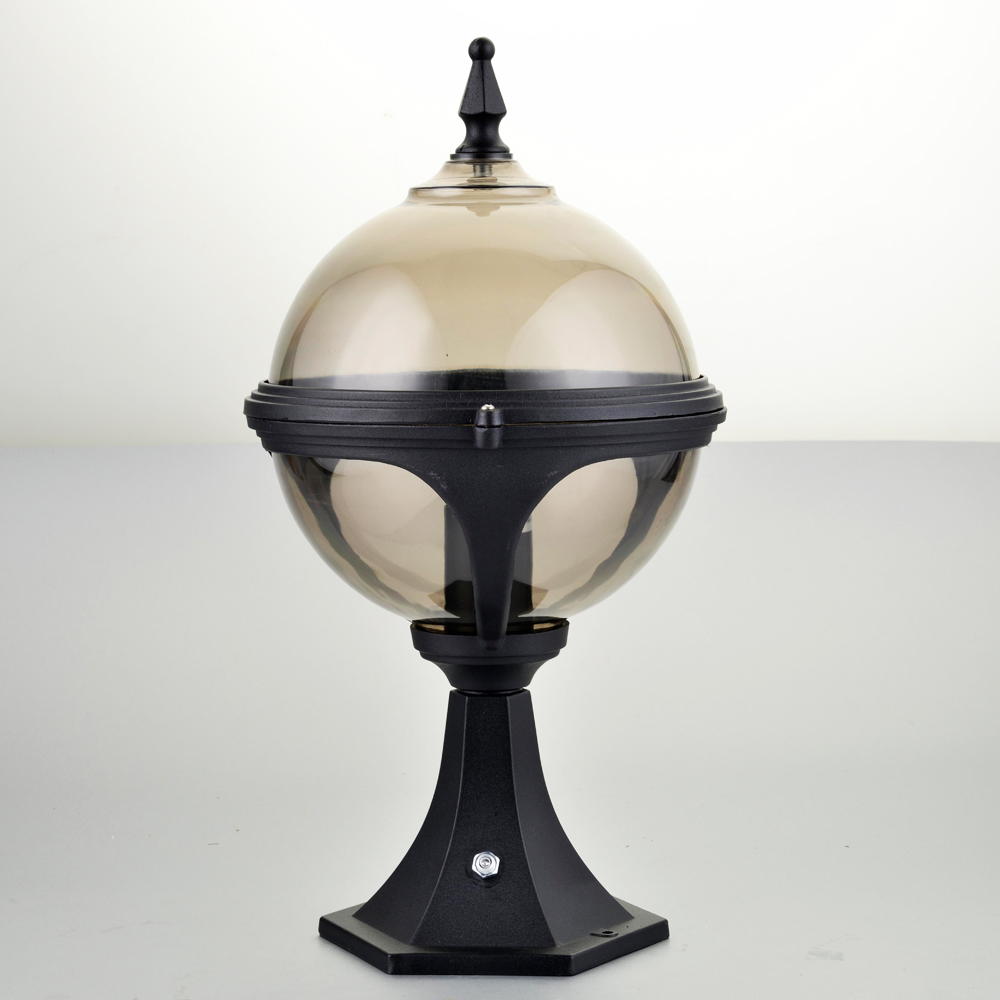 Mystic 'Smoke' Globe Pedestal Light with Photocell (Dusk to Dawn Sensor)