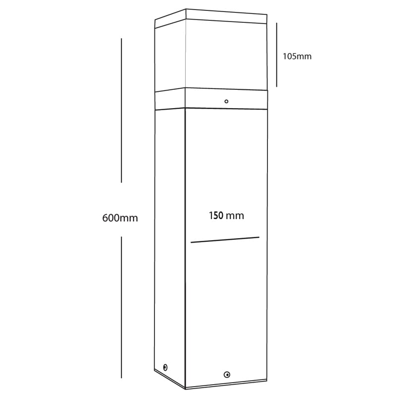 CUBIC - 0.6m Bollard Light with 9w LED Photocell Bulb - Graphite Black - Image 5