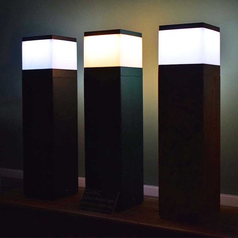 CUBIC - 0.6m Bollard Light with 9w LED Photocell Bulb - Garden Green - Image 3