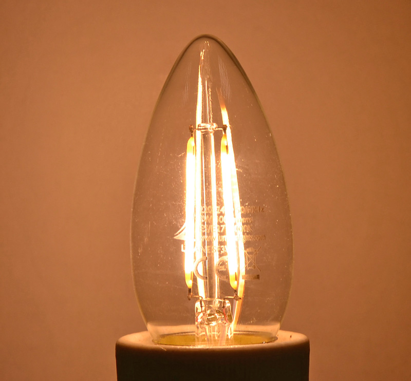4.5W LED Filament Candle Bulb, ES, Warm or Daylight White - 240v - Image 2