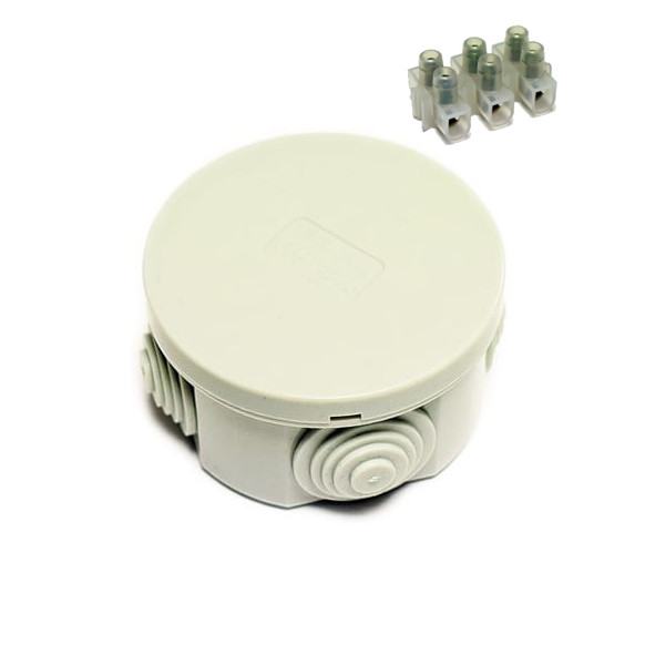 4 Way Junction Box with Rubber Grommets - Grey